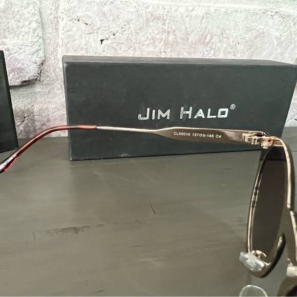 JIM HALO Polarized Round Sunglasses One Piece Rimless (Gold/Polarized Brown) - Picture 3 of 7